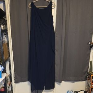 Eliza J Women's Formal Pants Suit Jumper One Piece Sheer Front Drape Sz 14 EUC